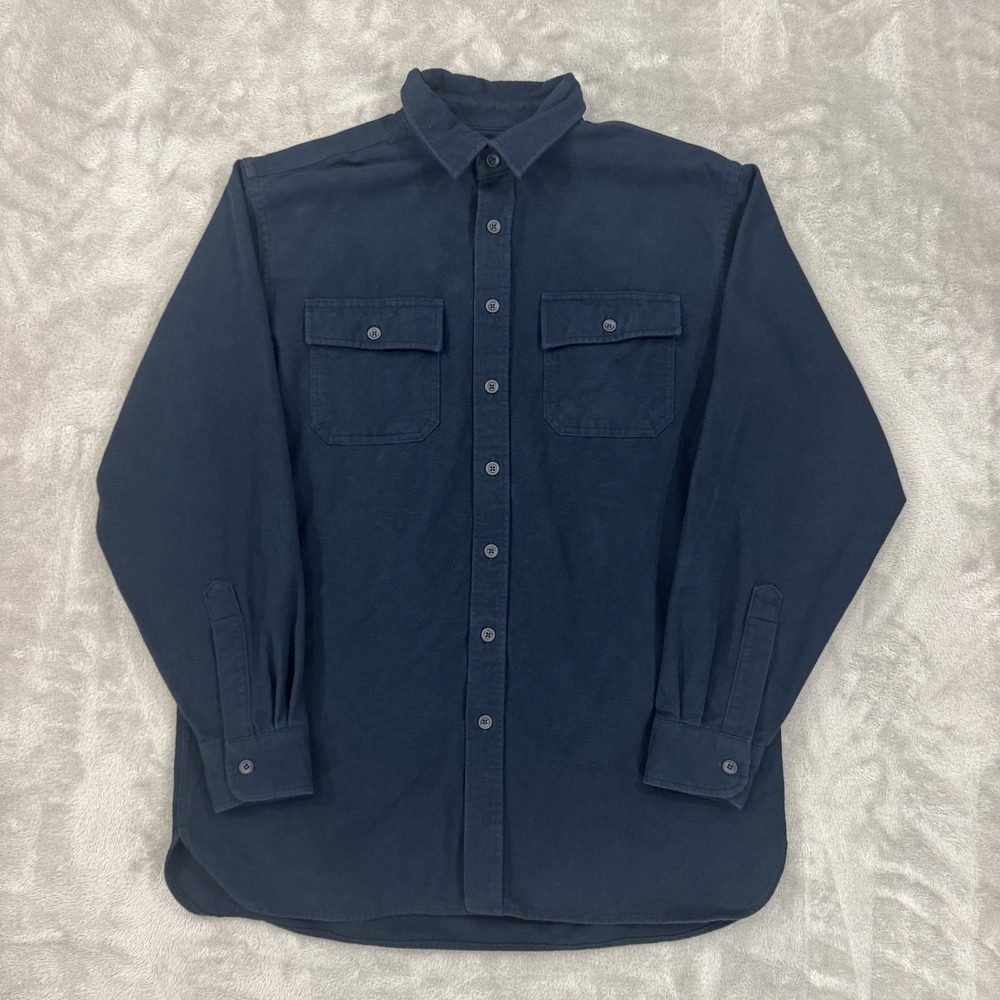 Vintage LL Bean Shirt Jacket Mens Large Tall Blue Chamois Cloth Flannel Shacket
